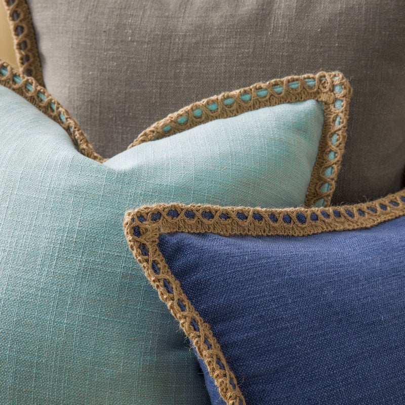 Phantoscope Pack of 2 Farmhouse Decorative Solid Throw Decorative Pillow Cover Burlap Linen Trimmed Tailored Edges Navy Blue 12 x 20 inches, 30 x 50 cm - Image 4
